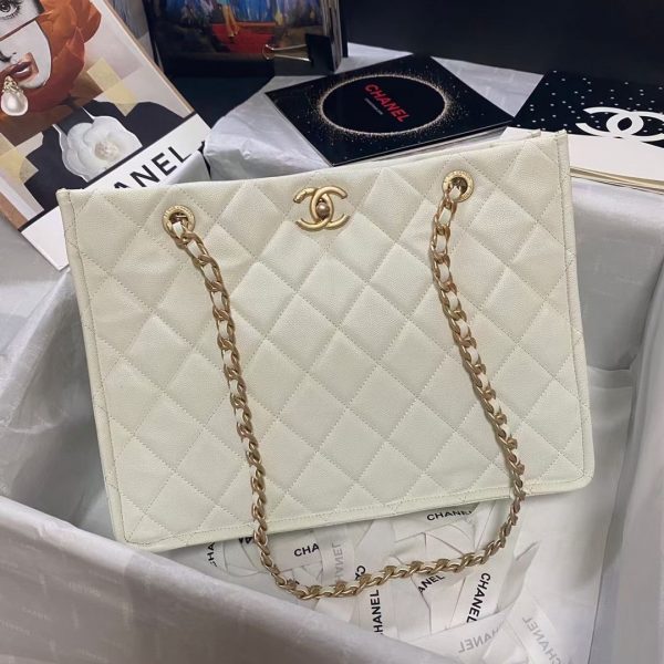 Chanel Grained Calfskin Large Shopping Bag AS2360 White 1