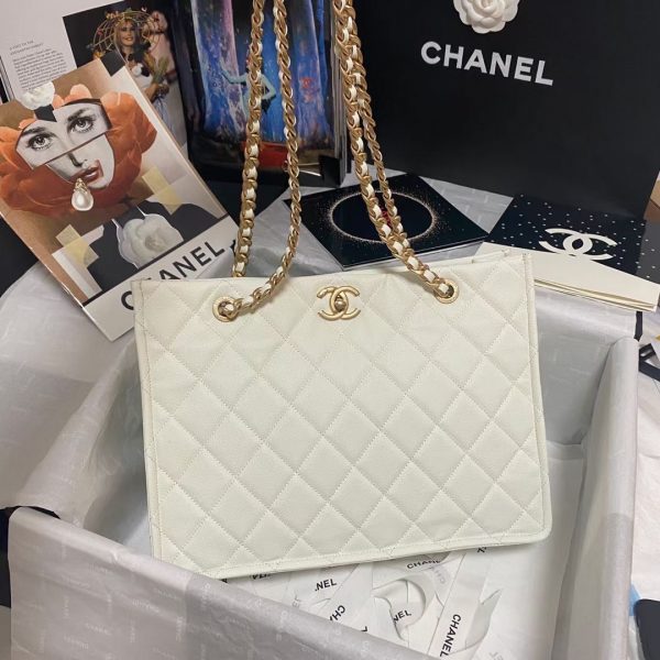 Chanel Grained Calfskin Large Shopping Bag AS2360 White 4