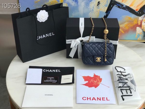 Chanel Runway blue Metal Square Mini Flap Pearl Crush Bag AS1786 B02916 1