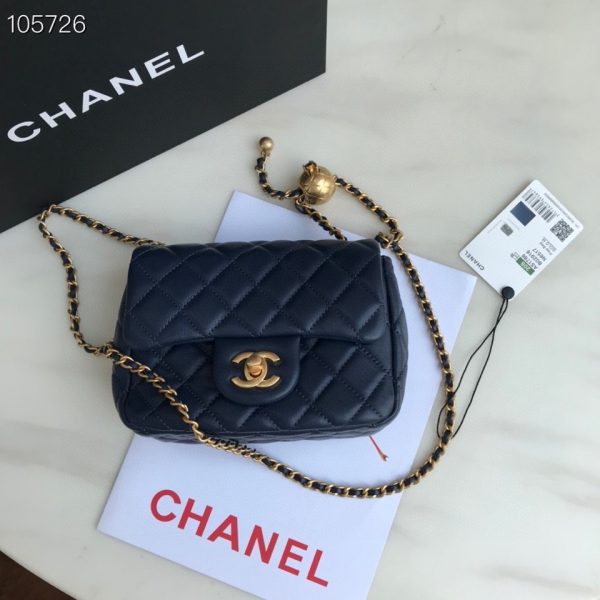 Chanel Runway blue Metal Square Mini Flap Pearl Crush Bag AS1786 B02916 5