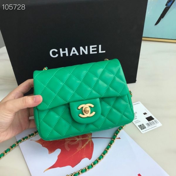 Chanel Runway grean Square Mini Flap Pearl Crush Bag AS1786 B02916 5