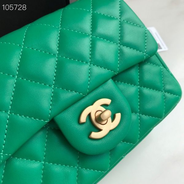 Chanel Runway grean Square Mini Flap Pearl Crush Bag AS1786 B02916 6
