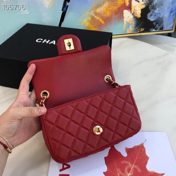 Chanel Runway red Square Mini Flap Pearl Crush Bag 2