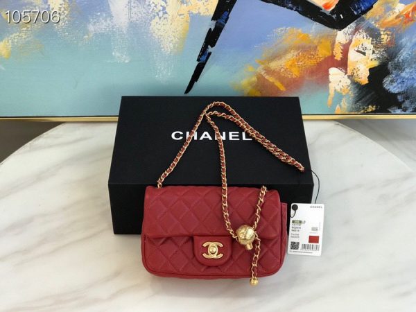 Chanel Runway red Square Mini Flap Pearl Crush Bag 1