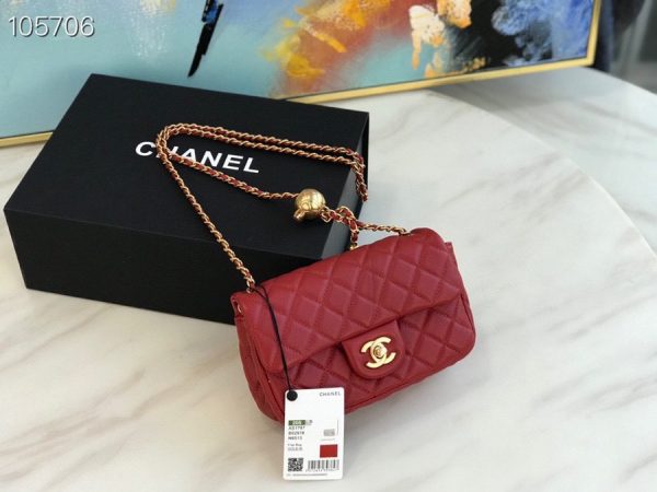 Chanel Runway red Square Mini Flap Pearl Crush Bag 6