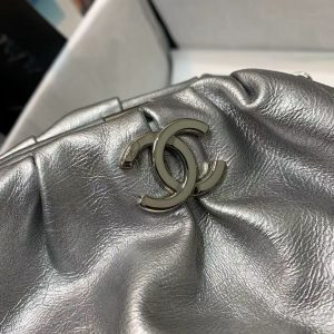 Chanel Supple Leather Clutch with Chain AS2493 Silver 17