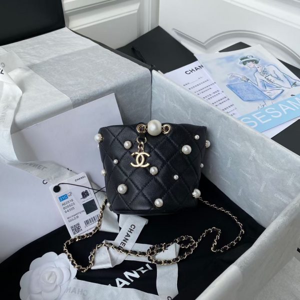 Chanel mini drawstring bag black AS2518 1