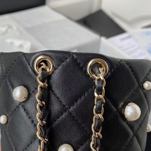 Chanel mini drawstring bag black AS2518 7