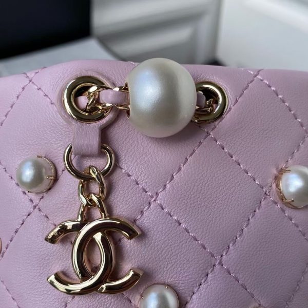 Chanel mini drawstring bag pink AS2518 2