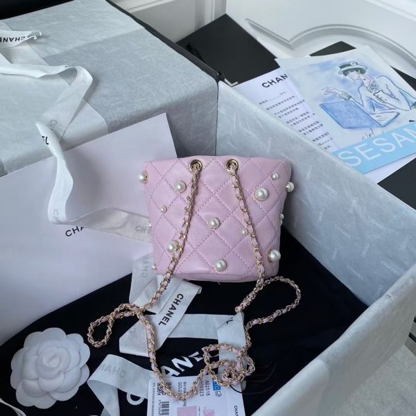 Chanel mini drawstring bag pink AS2518 7