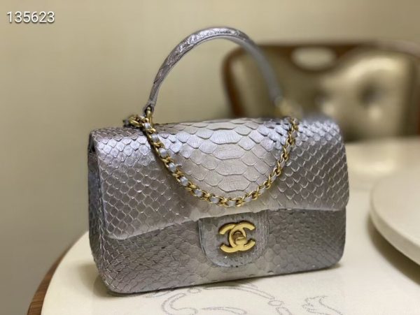 Chanel w/box mini flap bag python skin 1