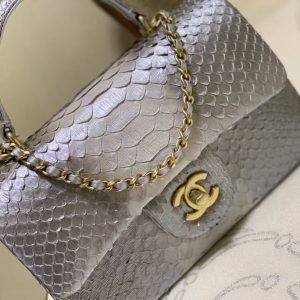 Chanel w/box mini flap bag python skin 9