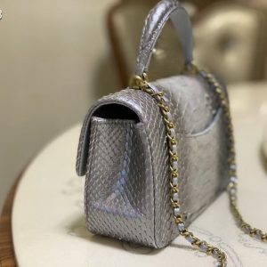 Chanel w/box mini flap bag python skin 11