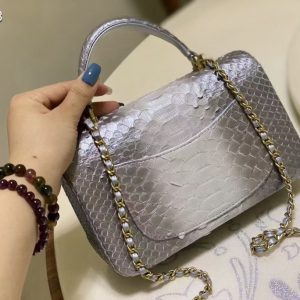 Chanel w/box mini flap bag python skin 12