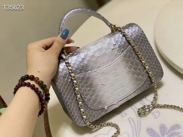 Chanel w/box mini flap bag python skin 6