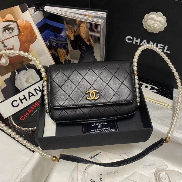 Chanel ⚪️Pearl chain wallet black AS81083 1