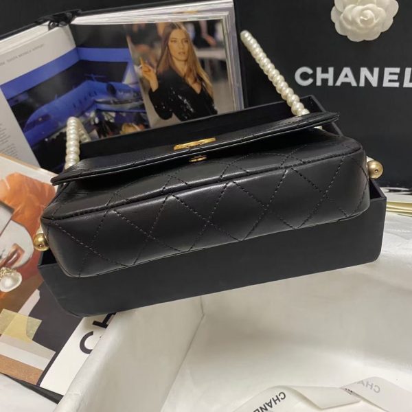 Chanel ⚪️Pearl chain wallet black AS81083 3