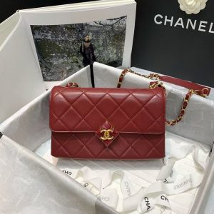 Chanel✔️ flap bag AS2634 red 13