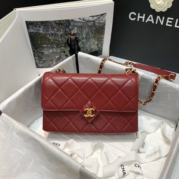 Chanel✔️ flap bag AS2634 red 5