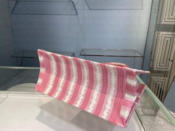 Dior Book Tote D-Stripes size 36 pink Bag 4