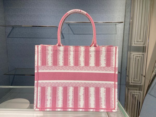 Dior Book Tote D-Stripes size 36 pink Bag 6