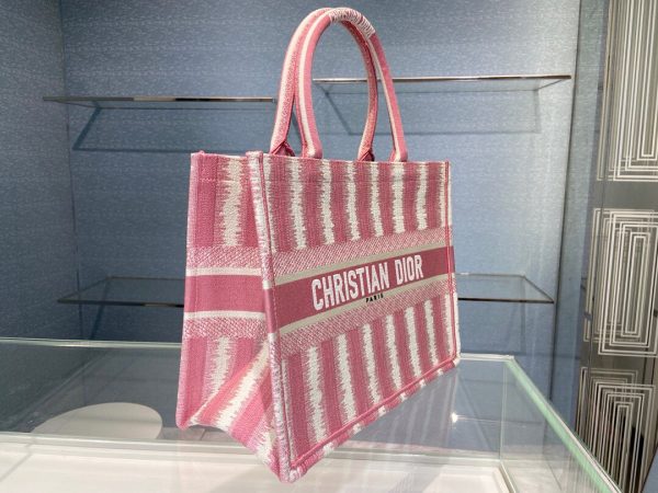 Dior Book Tote D-Stripes size 36 pink Bag 9