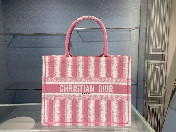 Dior Book Tote D-Stripes size 36 pink Bag 1