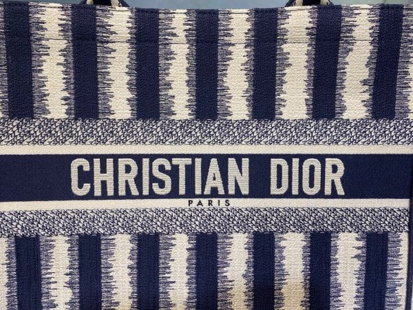 Dior Book Tote size 36 striped navy Bag 4