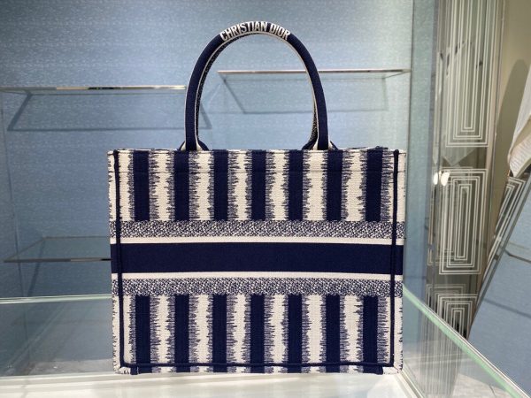 Dior Book Tote size 36 striped navy Bag 7
