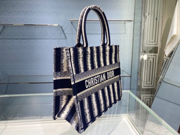 Dior Book Tote size 36 striped navy Bag 9