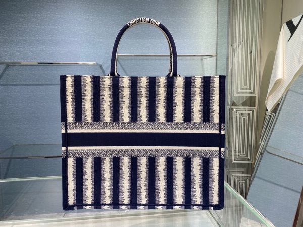 Dior Book Tote size 41 striped navy Bag 5