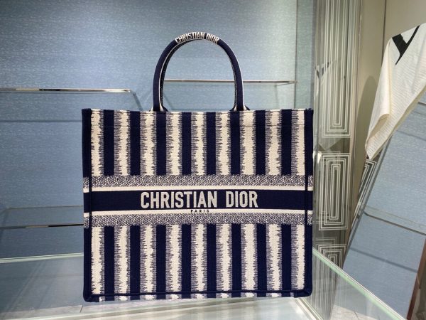 Dior Book Tote size 41 striped navy Bag 1