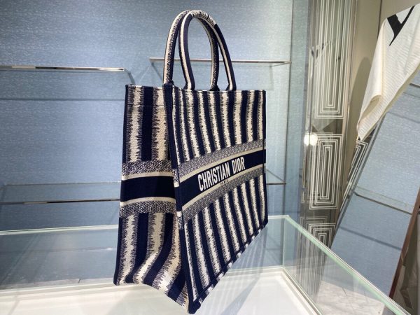 Dior Book Tote size 41 striped navy Bag 8