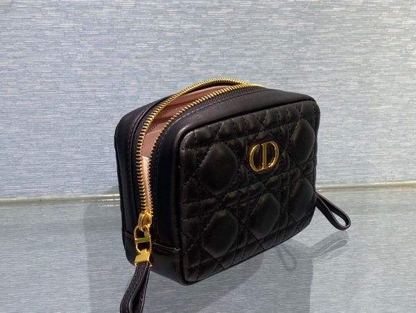 Dior Caro Zipper size 15 black Handbag 2