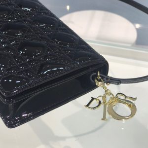 Dior Flap Small Tote size 18 black 0855 Bag 14