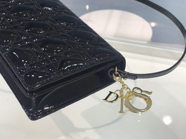 Dior Flap Small Tote size 18 black 0855 Bag 5
