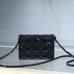 Dior Flap Small Tote size 18 black 0855 Bag 17
