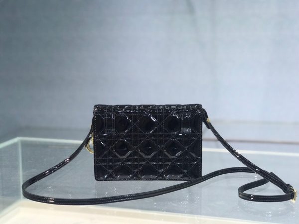 Dior Flap Small Tote size 18 black 0855 Bag 8