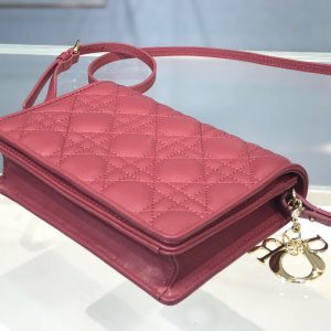 Dior Flap Small Tote size 18 dark pink 0855 Bag 17