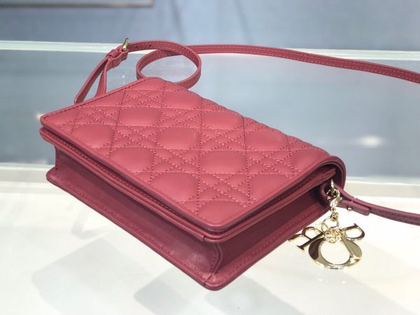 Dior Flap Small Tote size 18 dark pink 0855 Bag 9