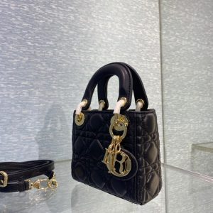 Dior Lady Super Mini size 15 black Bag 17