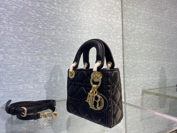 Dior Lady Super Mini size 15 black Bag 8