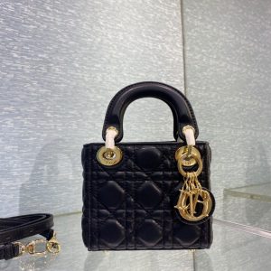 Dior Lady Super Mini size 15 black Bag 19