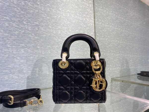 Dior Lady Super Mini size 15 black Bag 10