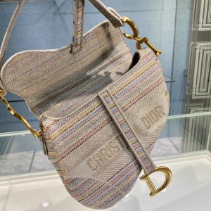 Dior Saddle size 25 multicolor stripe Bag 13