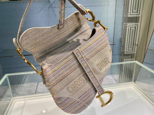 Dior Saddle size 25 multicolor stripe Bag 4