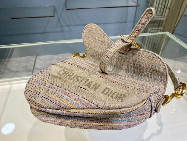 Dior Saddle size 25 multicolor stripe Bag 5