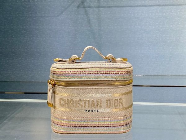 Dior Travel size 18 multicolor stripe Cosmetic Bag 8