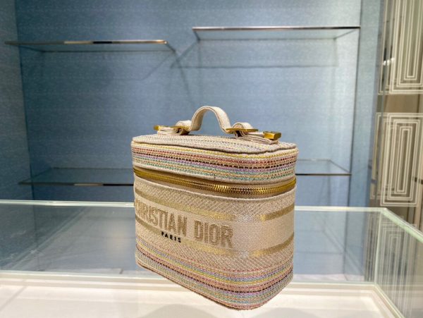 Dior Travel size 18 multicolor stripe Cosmetic Bag 9