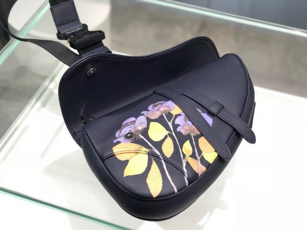 Dior Unisex Saddle size 20 black x flower Bag 3